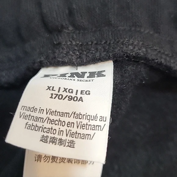 PINK Victoria's Secret Black Ivy Fleece Relaxed Fit Sweatpants Size XL NWT - Picture 4 of 9